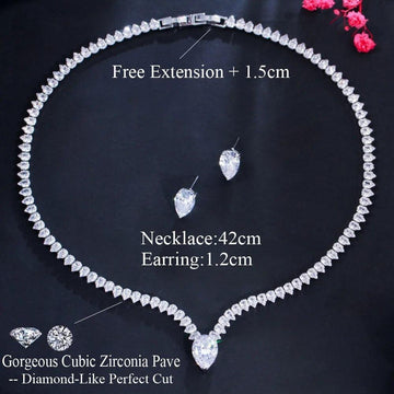 New Shiny AAA+ Cubic Zirconia Diamonds Evening Party Dress Jewellery Set - Trendy Bridal Wedding Collection - The Jewellery Supermarket